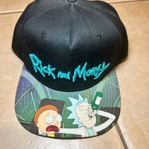 Bioworld Rick and Morty Black Hat with Teal Embroidery